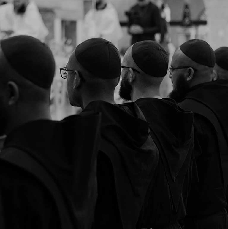 Friars walking together