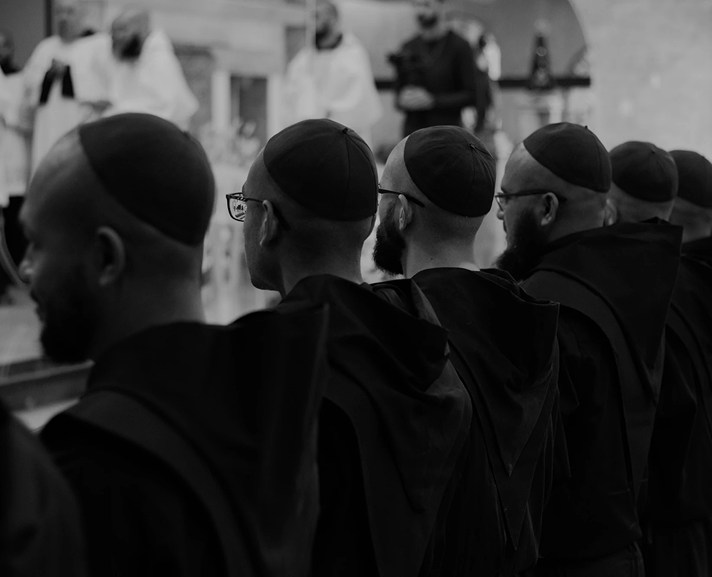 Friars seen from behind